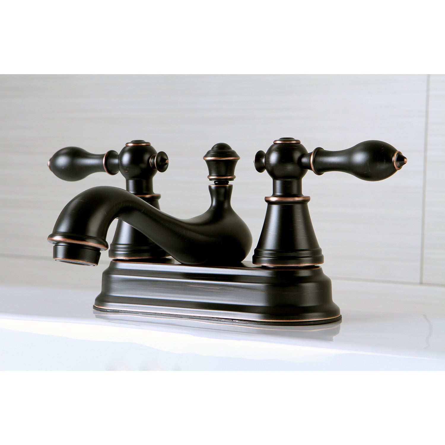Kingston Heirloom FSY3606AL - English Classic Double-Handle 3-Hole Deck Mount 4-Inch Centerset Bathroom Faucet with Pop-Up Drain, Naples Bronze — thumbnail 2